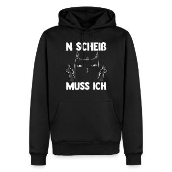 N Scheiß Muss Ich Katze - Männer Premium Bio Hoodie - Schwarz - Vorne - Nico (187cm)