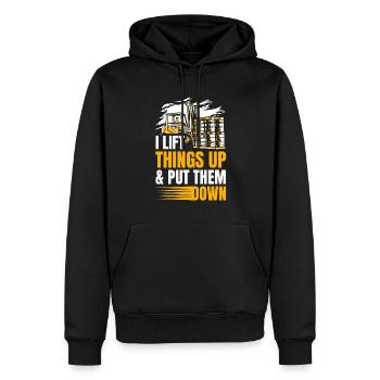 Ich Hebe Dinge Hoch Und Lege Sie Mit Dem - Männer Premium Bio Hoodie - Schwarz - Vorne - Nico (187cm)
