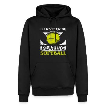 Je préfère jouer au softball - Sweat à capuche Premium bio Homme - noir - Devant - Nico (187cm)