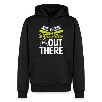C’est ma fille là-bas softball - Sweat à capuche Premium bio Homme - noir - Devant - Nico (187cm)
