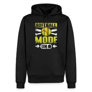 Mode softball activé - Sweat à capuche Premium bio Homme - noir - Devant - Nico (187cm)