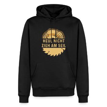 Holz Geschenke Chainsaw Kettensäge Waldarbeiter - Männer Premium Bio Hoodie - Schwarz - Vorne - Nico (187cm)