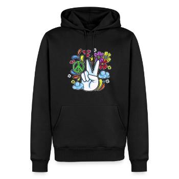 Hippie Geschenk Acidhead Flowerpower Hippi Hippy - Männer Premium Bio Hoodie - Schwarz - Vorne - Nico (187cm)