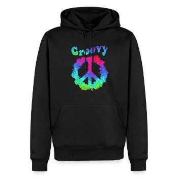 Hippie Tshirt Peace Movement Woodstock Boho Groove - Men’s Premium Organic Hoodie - black - Front - Nico (187cm)