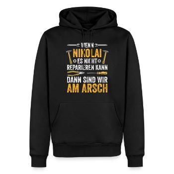 Lustiges Nikolai Handwerker Heimwerker Sprüche - Männer Premium Bio Hoodie - Schwarz - Vorne - Nico (187cm)