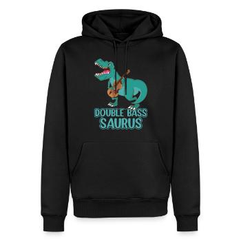 Double Bass Saurus - Dinosaure contrebassiste - Sweat à capuche Premium bio Homme - noir - Devant - Nico (187cm)