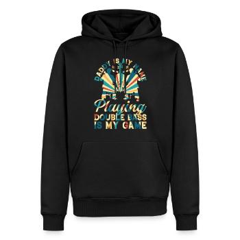 Double bassiste Daddy - Jouer de la contrebasse est - Sweat à capuche Premium bio Homme - noir - Devant - Nico (187cm)