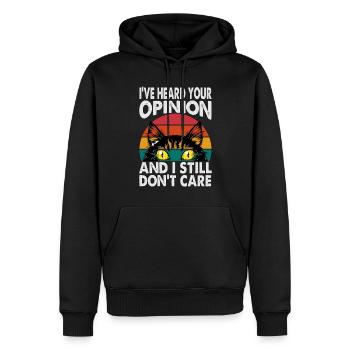 Funny cat with cat eyes vintage saying - Men’s Premium Organic Hoodie - black - Front - Nico (187cm)