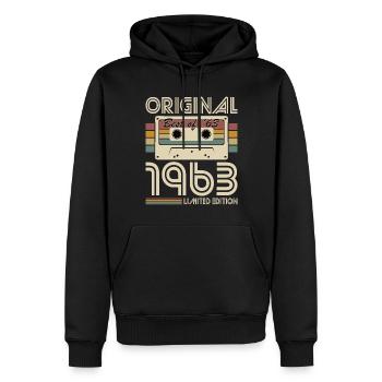 60. Geburtstag Jahrgang 1963 Original Best of 1963 - Männer Premium Bio Hoodie - Schwarz - Vorne - Nico (187cm)