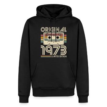 50e anniversaire né en 1973 Original Best of 1973 - Sweat à capuche Premium bio Homme - noir - Devant - Nico (187cm)