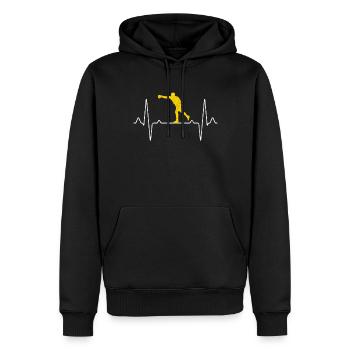 Boxen Herzschlag - Männer Premium Bio Hoodie - Schwarz - Vorne - Nico (187cm)