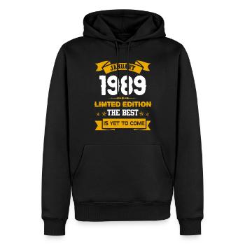 Januar 1989 Geburtstagsgeschenk - Männer Premium Bio Hoodie - Schwarz - Vorne - Nico (187cm)