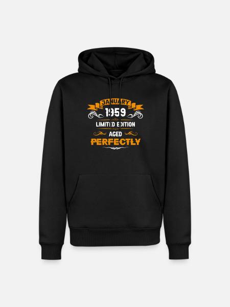 Januar 1959 Vintage Geburtstag Geschenk - Herre Premium økologisk hoodie - sort