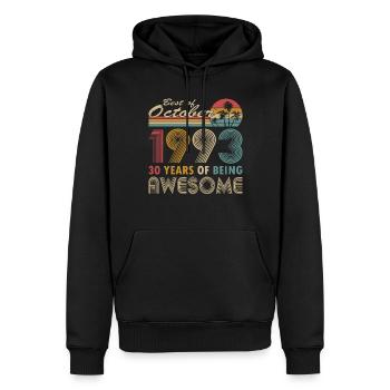 30. Geburtstag Jahrgang 1993 Best of 1993 - Männer Premium Bio Hoodie - Schwarz - Vorne - Nico (187cm)