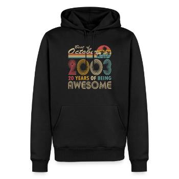 20. Geburtstag Jahrgang 2003 Best of 2003 - Männer Premium Bio Hoodie - Schwarz - Vorne - Nico (187cm)