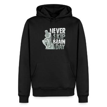 Never Skip Brain Day Design für einen - Männer Premium Bio Hoodie - Schwarz - Vorne - Nico (187cm)