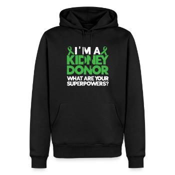 Nierenspender - Männer Premium Bio Hoodie - Schwarz - Vorne - Nico (187cm)