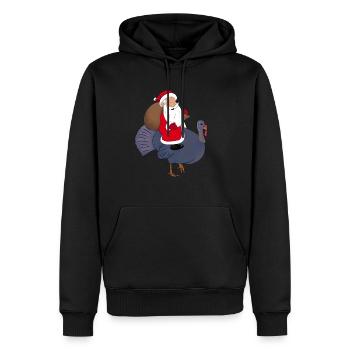 Le Père Noël chevauche une dinde Joyeux Noël - Sweat à capuche Premium bio Homme - noir - Devant - Nico (187cm)