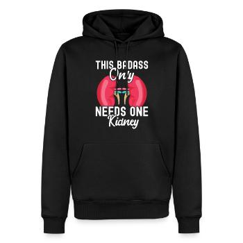 Nierenspender - Männer Premium Bio Hoodie - Schwarz - Vorne - Nico (187cm)