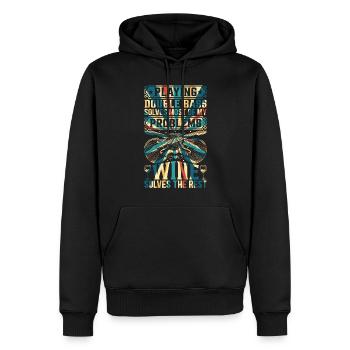 Double Bass Solves Most Of My Problems Wine Solves - Männer Premium Bio Hoodie - Schwarz - Vorne - Nico (187cm)