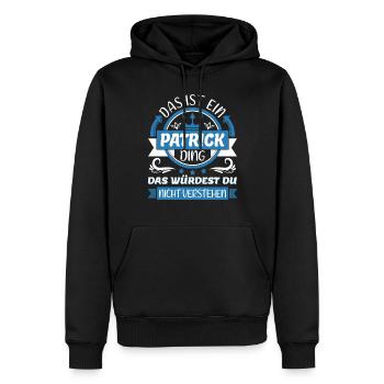 Patrick Name Vorname Namenstag Namensgeschenk - Männer Premium Bio Hoodie - Schwarz - Vorne - Nico (187cm)