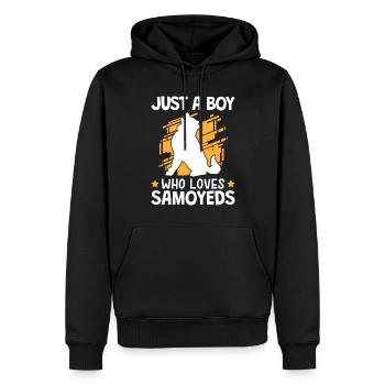 Garçon qui aime Samoyèdes Samoyèdes Nordiques Samoyède - Sweat à capuche Premium bio Homme - noir - Devant - Nico (187cm)