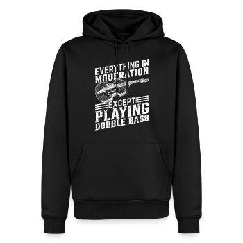 Tout avec modération sauf jouer au double bas - Sweat à capuche Premium bio Homme - noir - Devant - Nico (187cm)