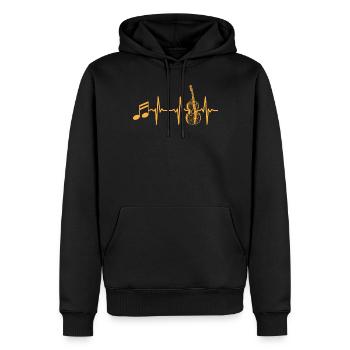 Music Note Heartbeat Double Bass Double Bassist - Männer Premium Bio Hoodie - Schwarz - Vorne - Nico (187cm)