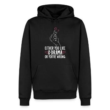 K-Drame - Sweat à capuche Premium bio Homme - noir - Devant - Nico (187cm)