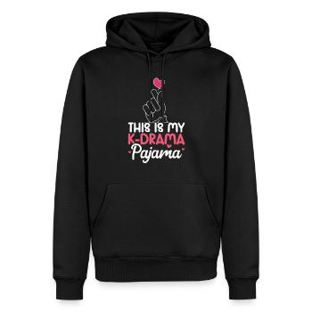 K-Drame - Sweat à capuche Premium bio Homme - noir - Devant - Nico (187cm)