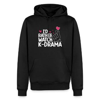 K-Drame - Sweat à capuche Premium bio Homme - noir - Devant - Nico (187cm)