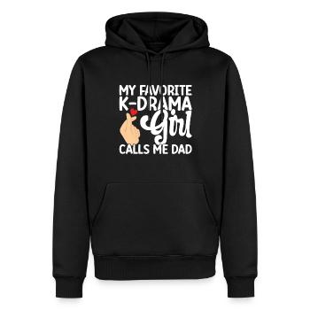 K-Drame - Sweat à capuche Premium bio Homme - noir - Devant - Nico (187cm)