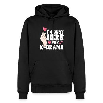 K-Drame - Sweat à capuche Premium bio Homme - noir - Devant - Nico (187cm)