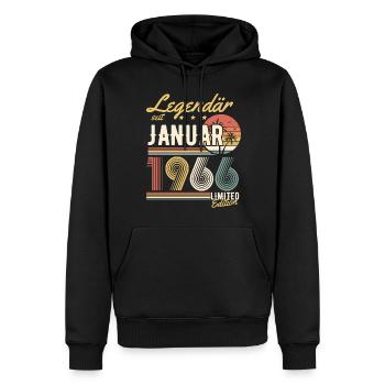 Cadeau d’anniversaire légendaire depuis janvier 1966 - Sweat à capuche Premium bio Homme - noir - Devant - Nico (187cm)