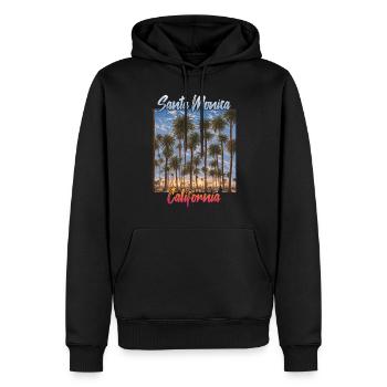 Santa Monica Californie - Sweat à capuche Premium bio Homme - noir - Devant - Nico (187cm)