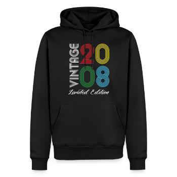 Millésime 2008 Vintage Anniversaire Rétro Vintage - Sweat à capuche Premium bio Homme - noir - Devant - Nico (187cm)
