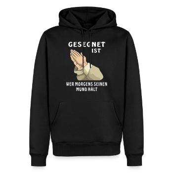 BETEN MORGENS MUND HÄLT - Männer Premium Bio Hoodie - Schwarz - Vorne - Nico (187cm)