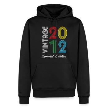 Vintage 2012 Vintage Birthday Retro Vintage - Men’s Premium Organic Hoodie - black - Front - Nico (187cm)