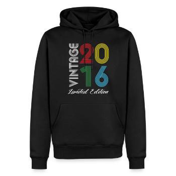 Millésime 2016 Vintage Anniversaire Rétro Vintage - Sweat à capuche Premium bio Homme - noir - Devant - Nico (187cm)
