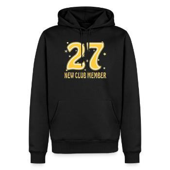 ANNIVERSAIRE 27 - Sweat à capuche Premium bio Homme - noir - Devant - Nico (187cm)