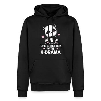 Panda K-Drama - Men’s Premium Organic Hoodie - black - Front - Nico (187cm)