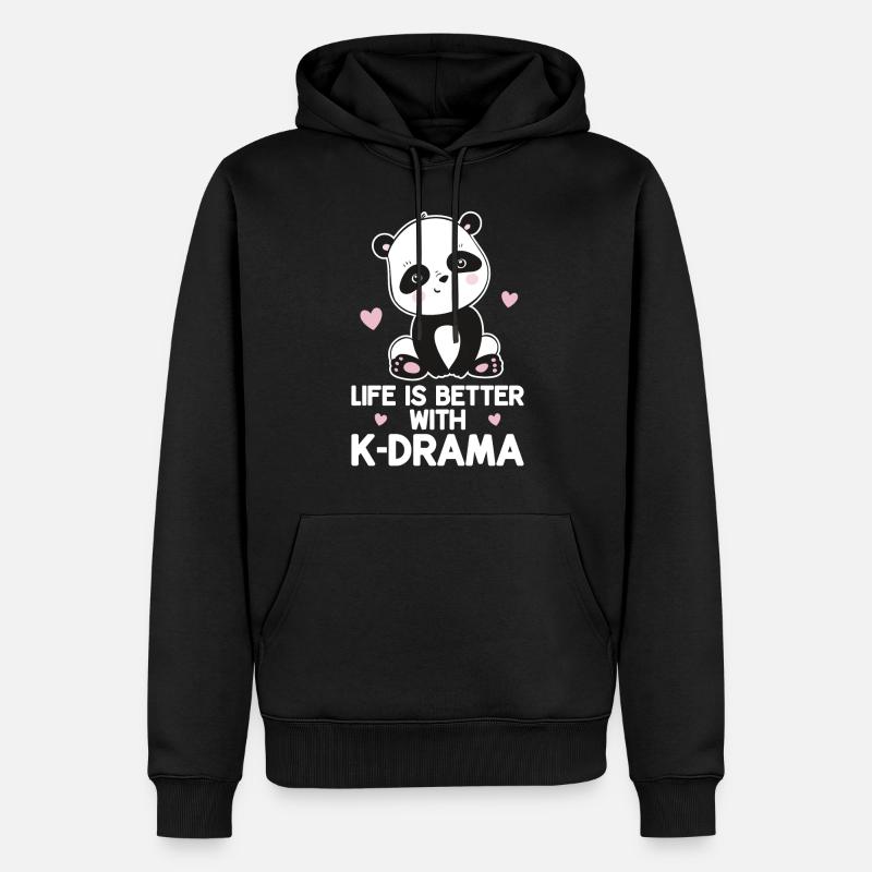 Panda K-Drama - Sweat à capuche Premium bio Homme - noir