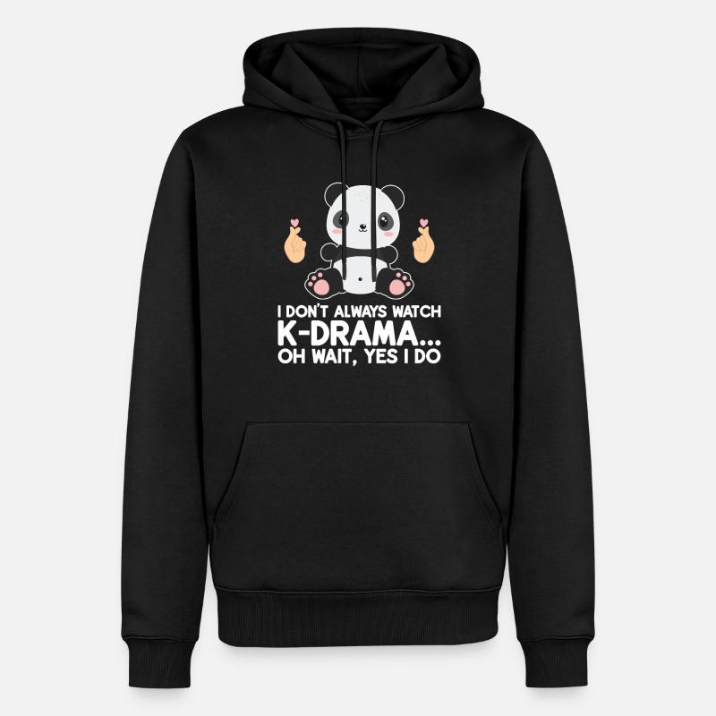 Panda K-Drama - Sweat à capuche Premium bio Homme - noir