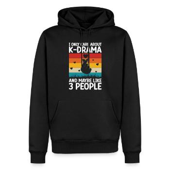 K-Drame - Sweat à capuche Premium bio Homme - noir - Devant - Nico (187cm)