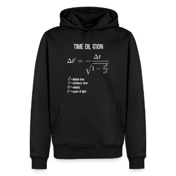 Dilatation temporelle de la relativité restreinte - Sweat à capuche Premium bio Homme - noir - Devant - Nico (187cm)