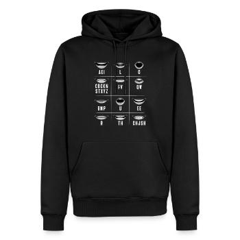Lecture labiale ASL Gestes de la main Personnes sourdes - Sweat à capuche Premium bio Homme - noir - Devant - Nico (187cm)