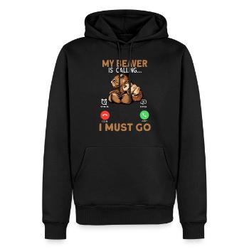 My Beaver Is Calling I Must Go - Männer Premium Bio Hoodie - Schwarz - Vorne - Nico (187cm)