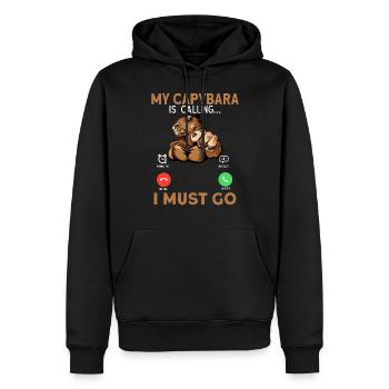 My Capybara Is Calling I Must Go - Männer Premium Bio Hoodie - Schwarz - Vorne - Nico (187cm)