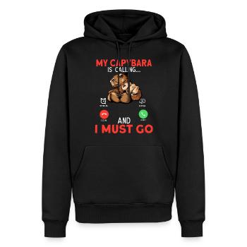 My Capybara Is Calling And I Must Go - Männer Premium Bio Hoodie - Schwarz - Vorne - Nico (187cm)