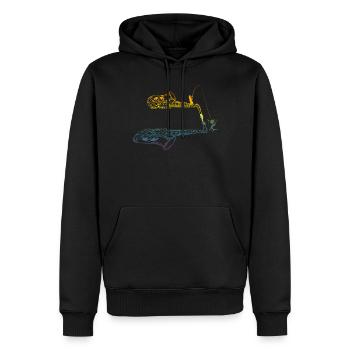 Lecteur de musique de saxophone et saxophonie pêcheur de requin - Sweat à capuche Premium bio Homme - noir - Devant - Nico (187cm)